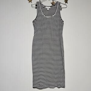Motherhood Maternity Medium Maxi Stripe Dress Classic Preppy Nautical Festival